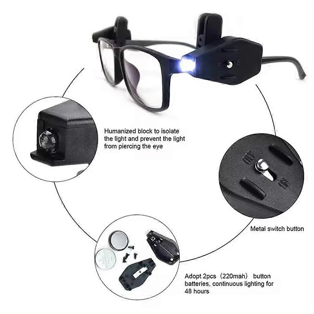1pcs(A)$Mini LED Flashlight Glasses Clip Light Camping Fishing Emergency Light