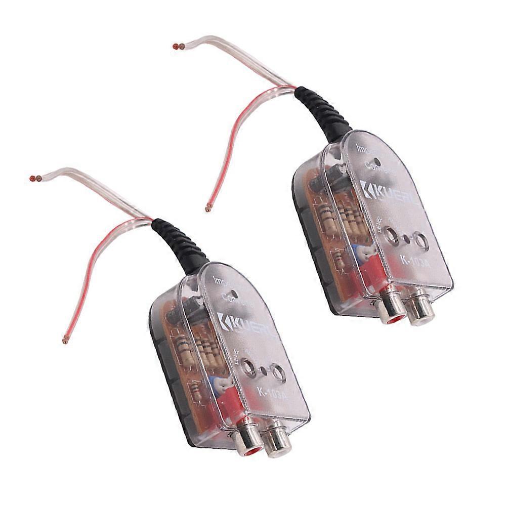 Transparent Car Audio Converter for Speaker Level to RCA Adapter 2Pcs Practical High to Low