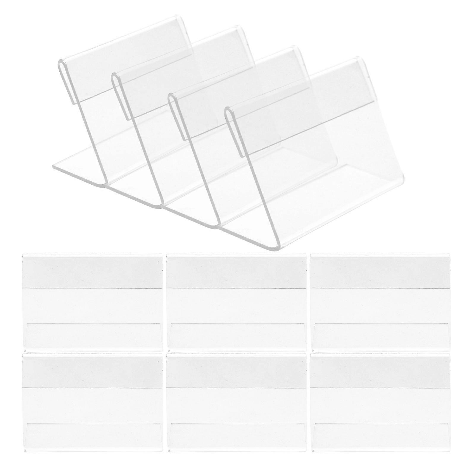 20pcs Clear Acrylic Slanted Sign Holders for Desktop Display of Photos, Menus, and Price Lists in Shops, Restaurants, Supermarkets