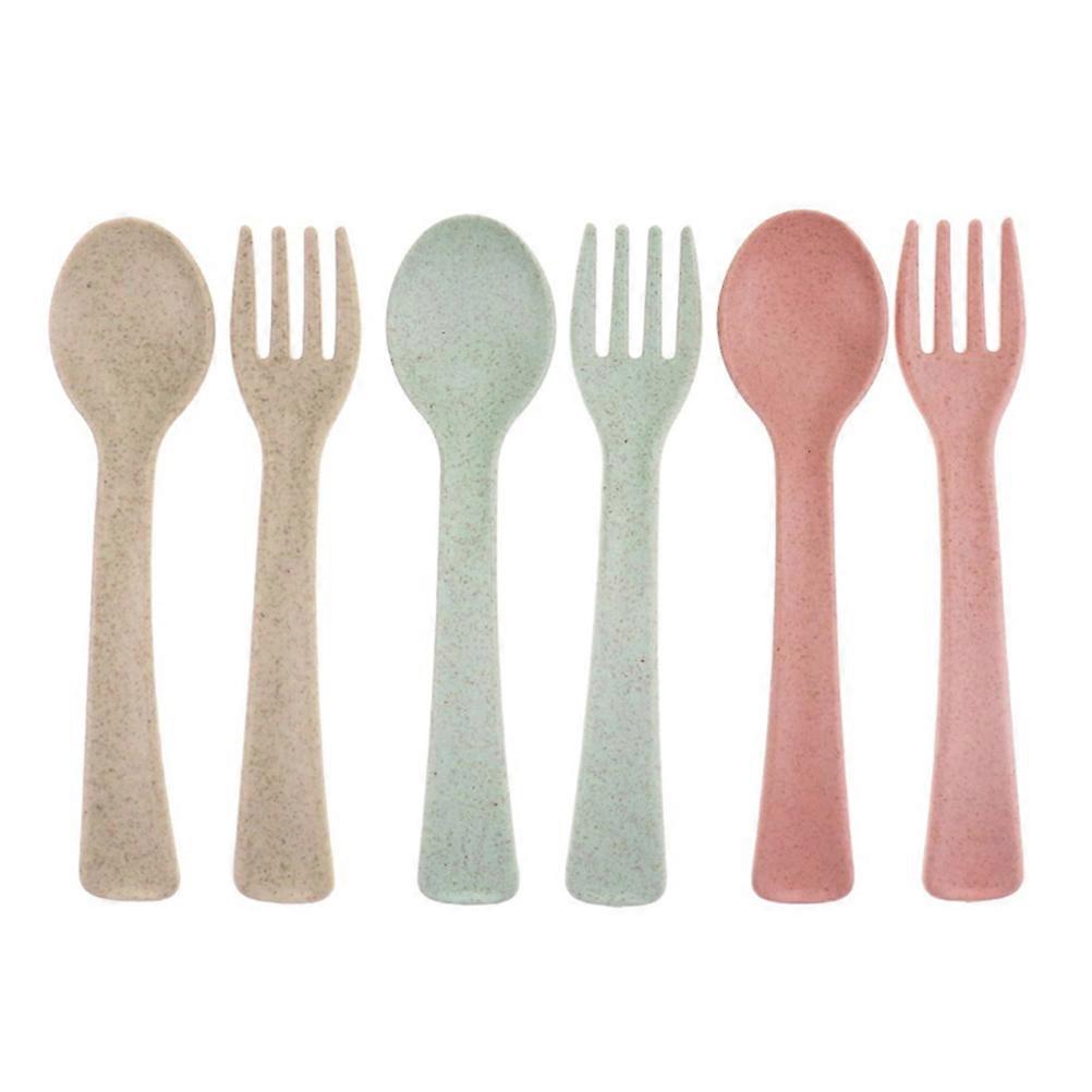 1set Straw Fork Spoon Assorted Color Cutlery For Durable And For Self Feeding For Boys