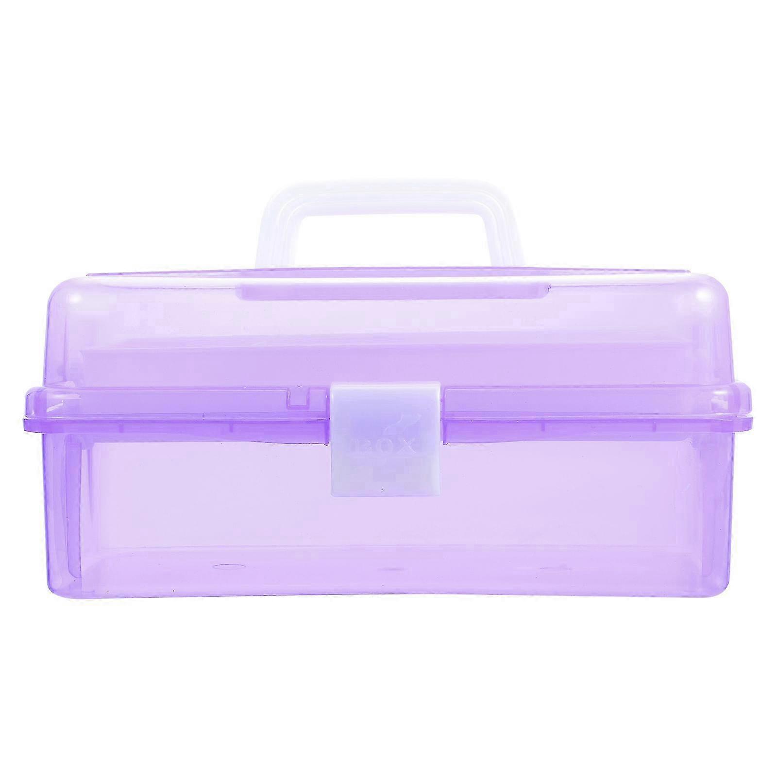 1pc Portable 3-Layer Plastic Tool Box with Handle, Home Storage, 32x18cm, Purple