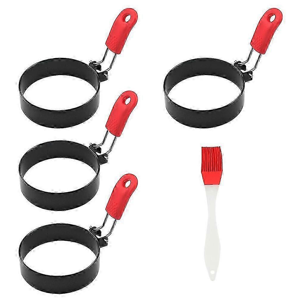 طقم قوالب فطيرة دائرية غير لاصقة وحلقات بيض للإفطار ، برغر ، خبز - 4 عبوات