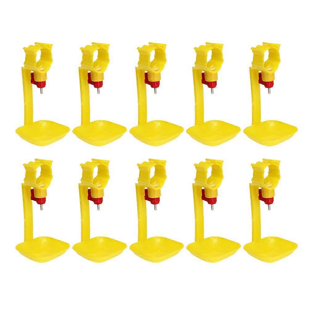 Pack of 10 Automatic Poultry Drinking Machine Chicken Drinking Cup Chick Water Feeder for Quail Chickens Birds Yellow