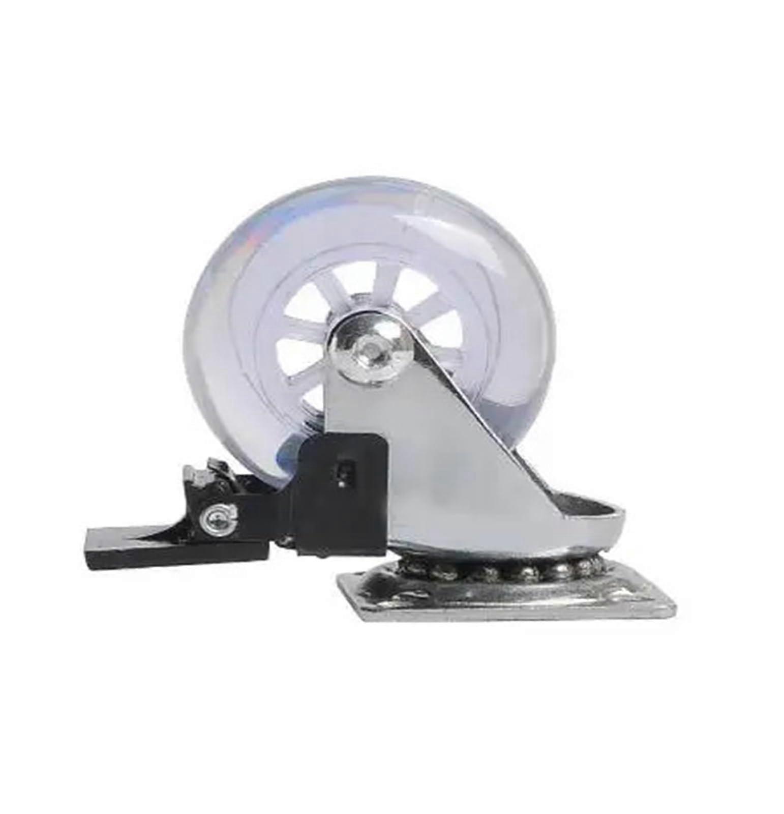 Package with 4 2inch rolls, transparent crystal wheel with brake, cabinet handle for faux furniture with multiple specifications (2 InchFlatBrake)