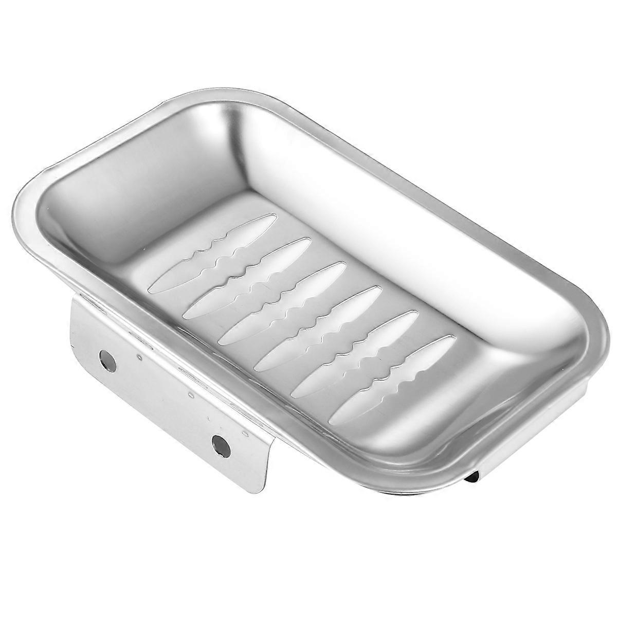 Stainless Steel Soap Dish Bracket Rectangular Storage Basket Non-Rusting Bathroom Accessories Silver 14x8.8x3cm 1 Pair