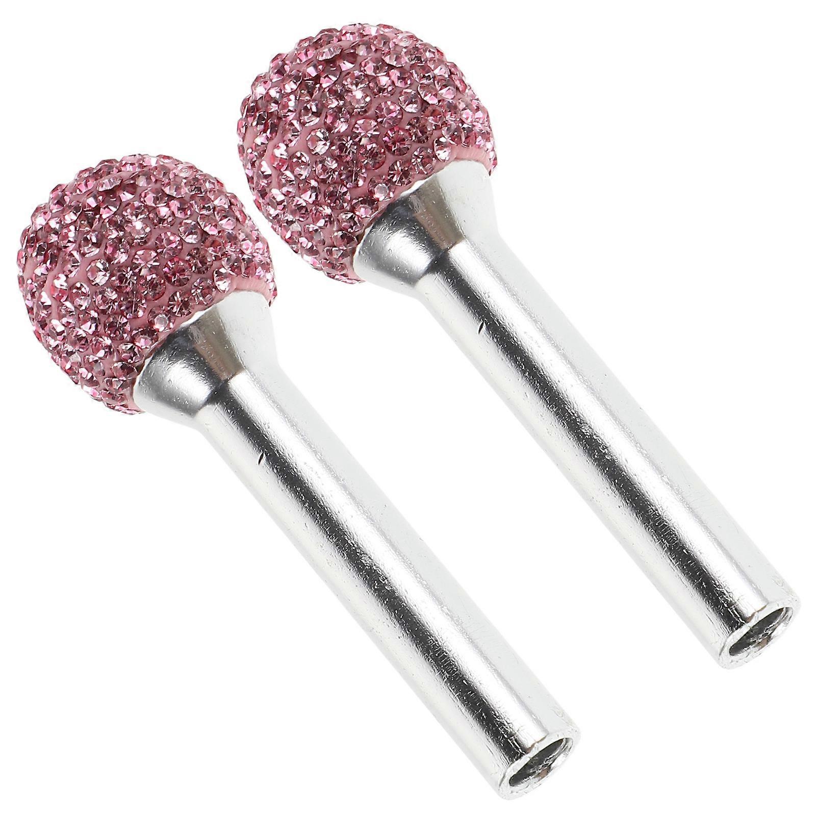 車のドアロックノブ装飾的なインテリア強化ピンクラインストーンラウンドラグジュアリー車の所有者1ペア
