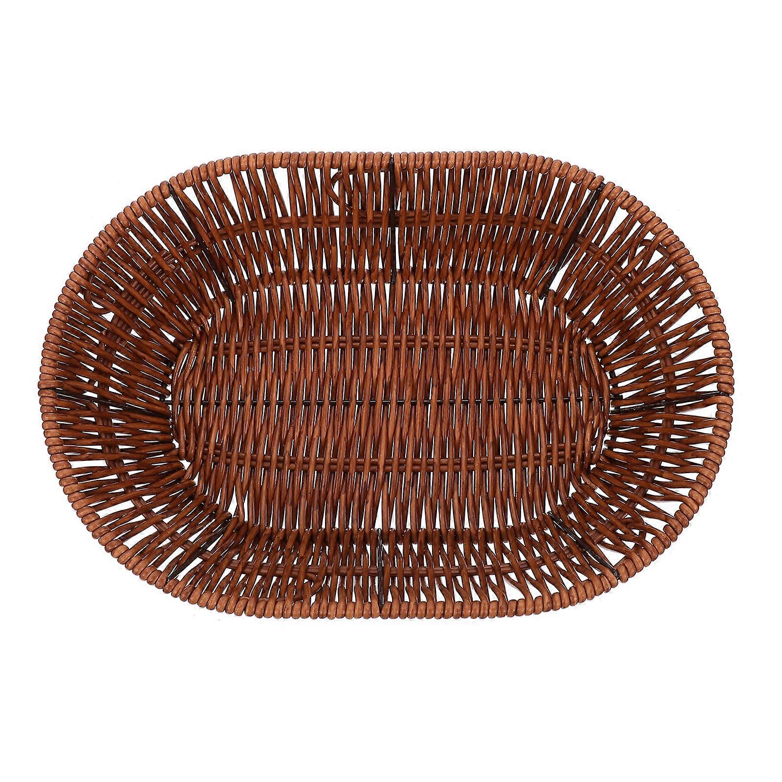 Creative Woven Basket for Storage Use Sturdy Iron and PE Material Coffee Color 1Pc