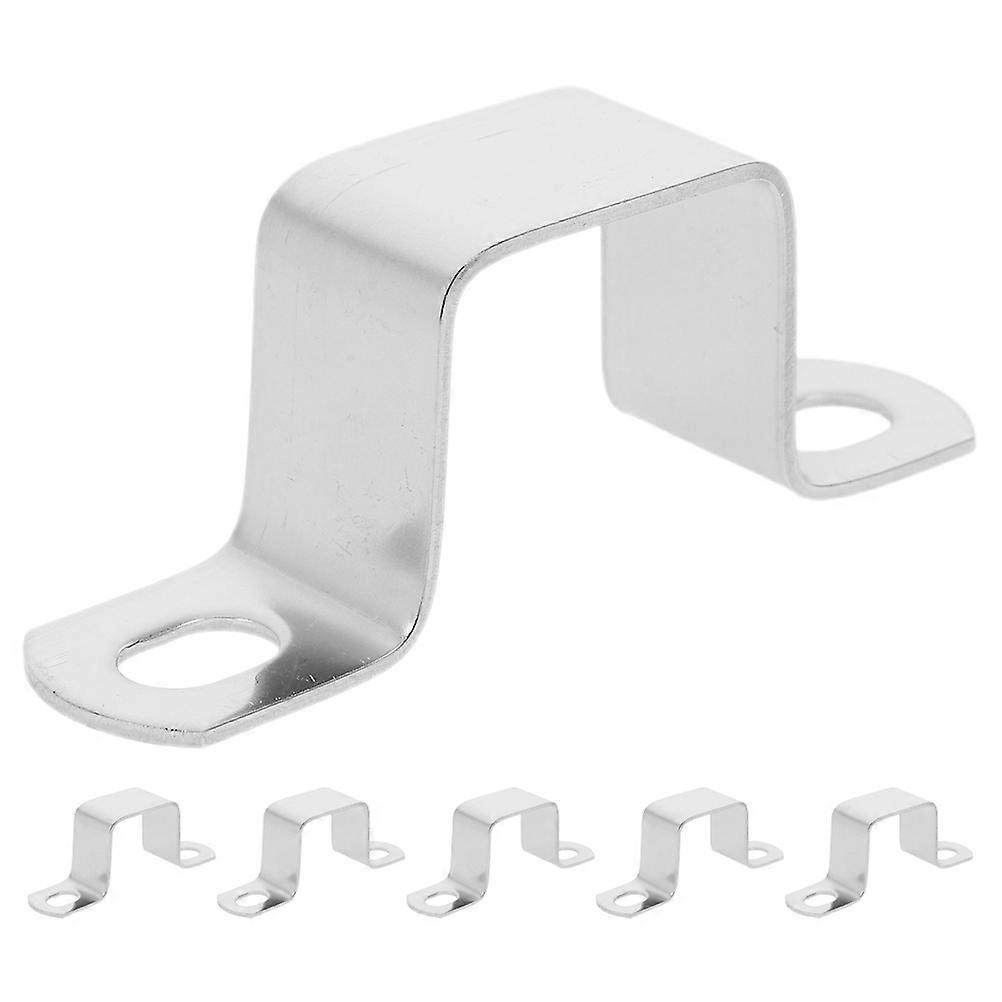 Tube Clamp Square Pipe Support Bracket U Shape Indoor Installation Silver 6Pcs