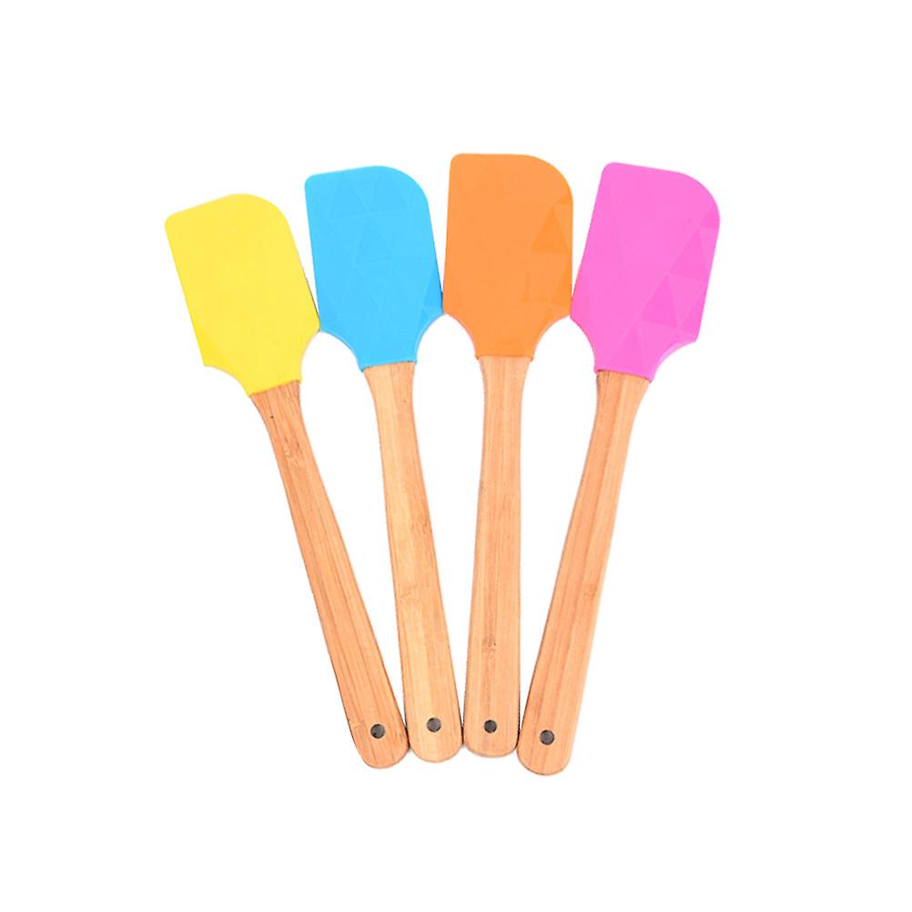 Kitchen Baking Spatula Non-Stick Tapered Shape Wood Handle Pastry Making Assorted Color Easy to Clean 4Set