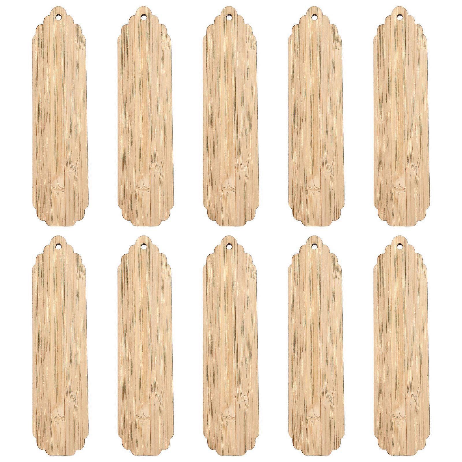 10pcs Unfinished Wood Blank Bookmarks for DIY Creative Wooden Crafting Beige Color Synthetic Material