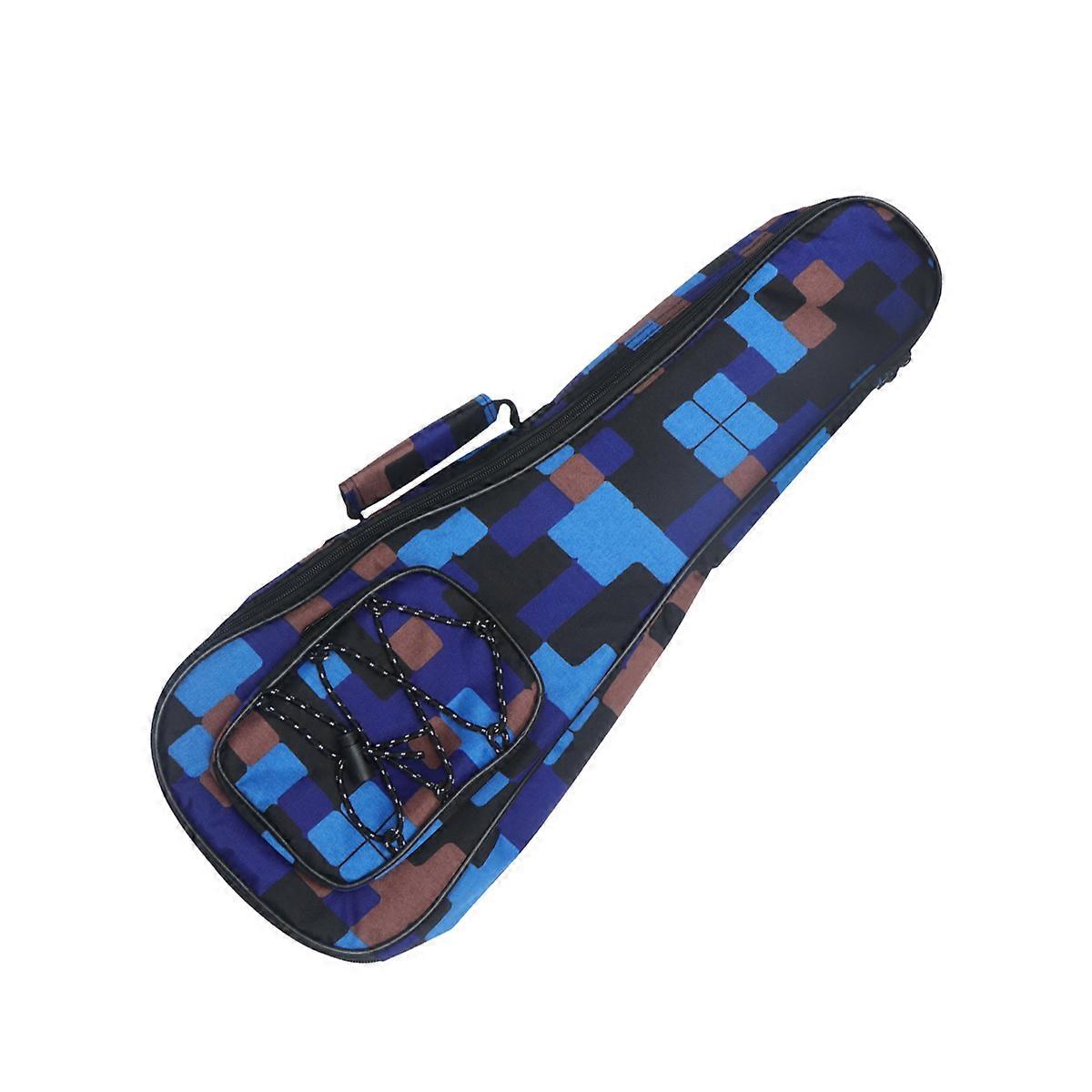 Padded Ukulele Carrying Case Protective Adjustable Strap Front Mesh Pocket Musical Instrument Bag 21 Inch Blue 1Set