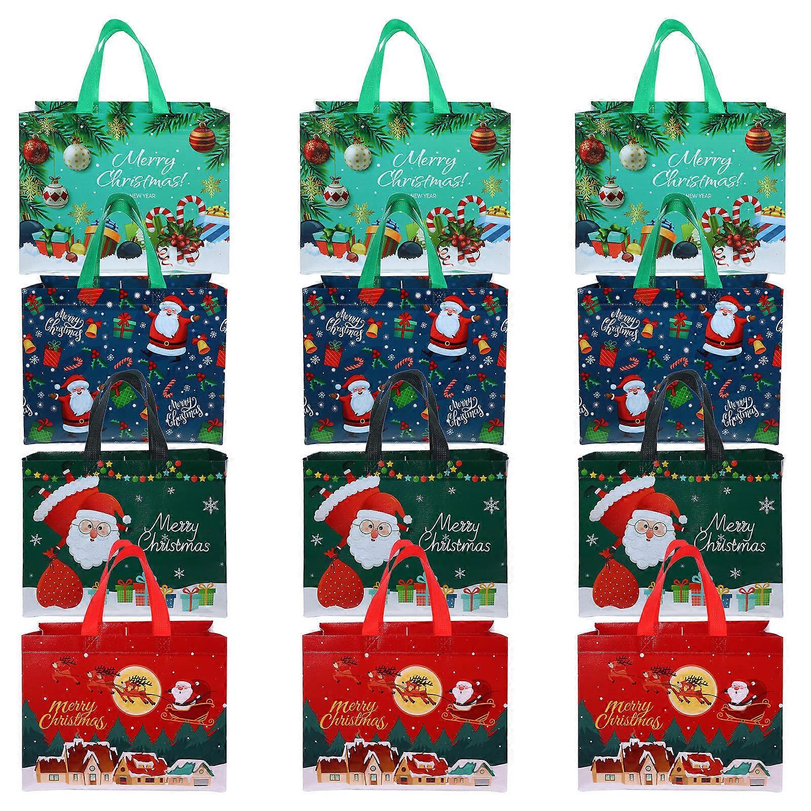 Christmas Bags For Present Bag Assorted Color Rectangular Shape Storage 12Pcs