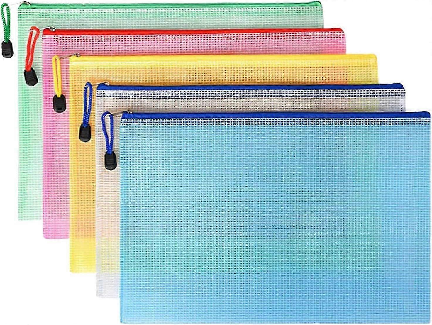 Large clear pencil case plastic wallet mesh pouch yellow black blue green red a5 random