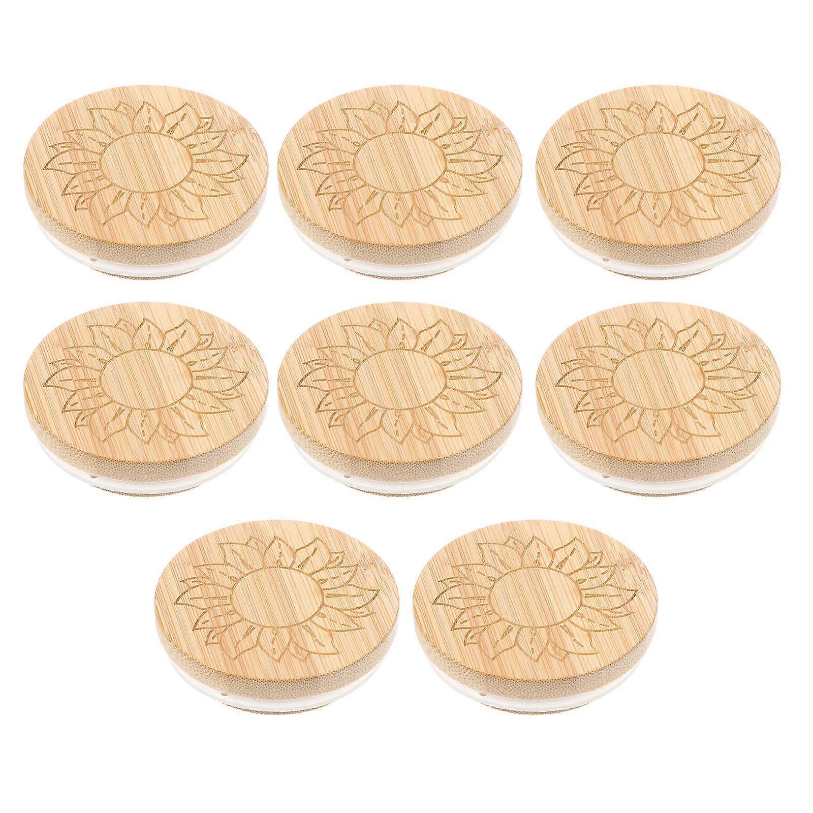 Wood Lids Replacement Jar Lids For Yogurt Jars Home Use Round Shape Light Brown 7x7CM Sealing 8Pack