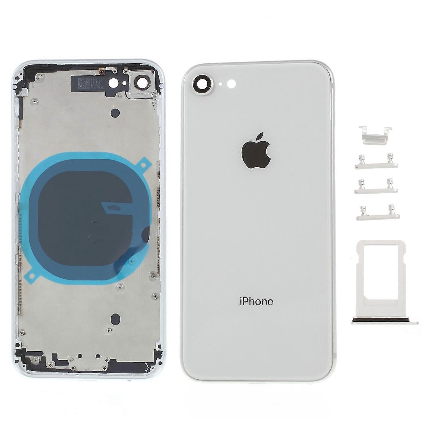 For iPhone 8 4.7 inch Back Battery Housing Cover+Middle Plate Frame+Side Buttons Replacement (EU