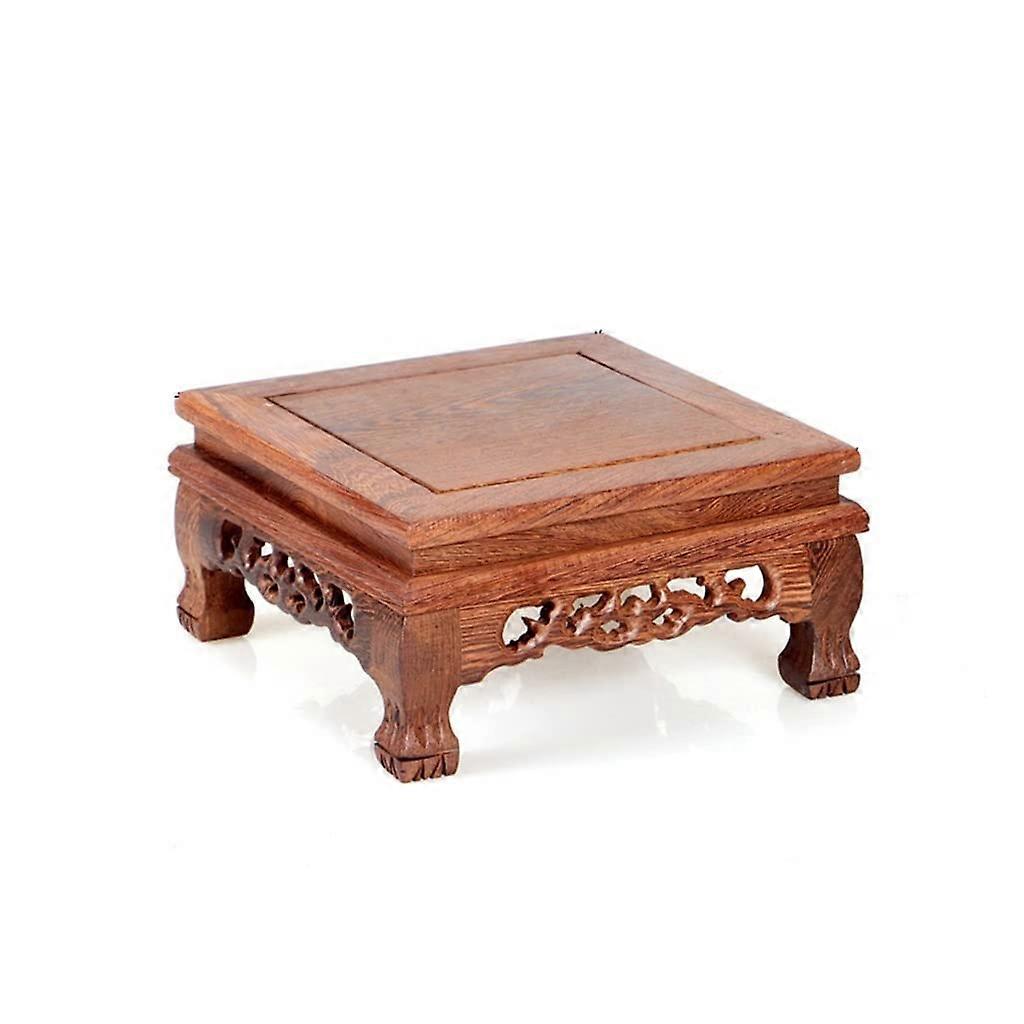 Vase Stand Base Vintage Wood Square Base Carved Vase Flower Pot Display Stand