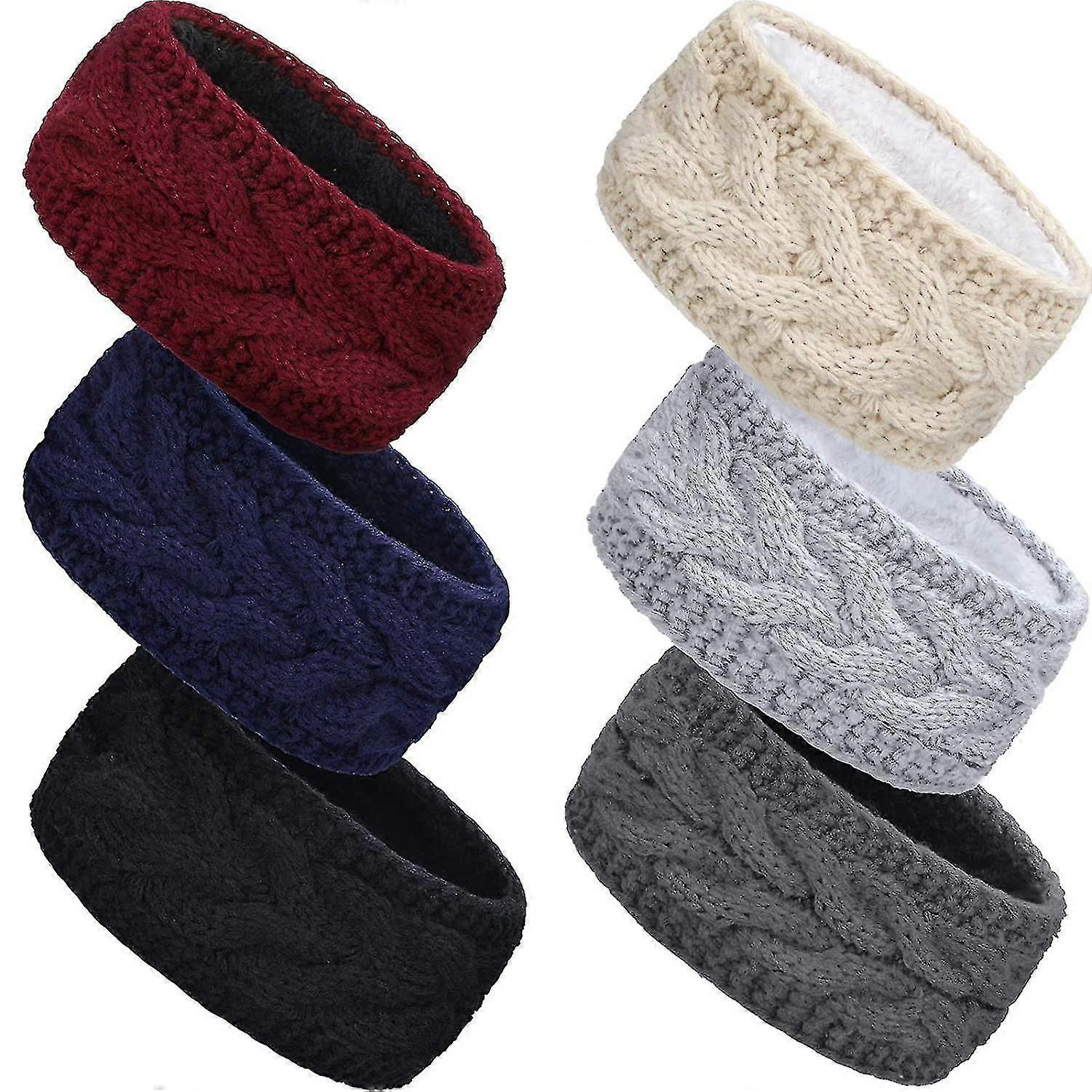 6 κομμάτια χειμερινό καλώδιο πλεκτό headband fleece επενδεδυμένο χειμώνα αυτί θερμότερο headband περιτύλιγμα για την ημέρα του Αγίου Βαλεντίνου Χριστουγέννων δίνοντας (κλασικά χρώματα)