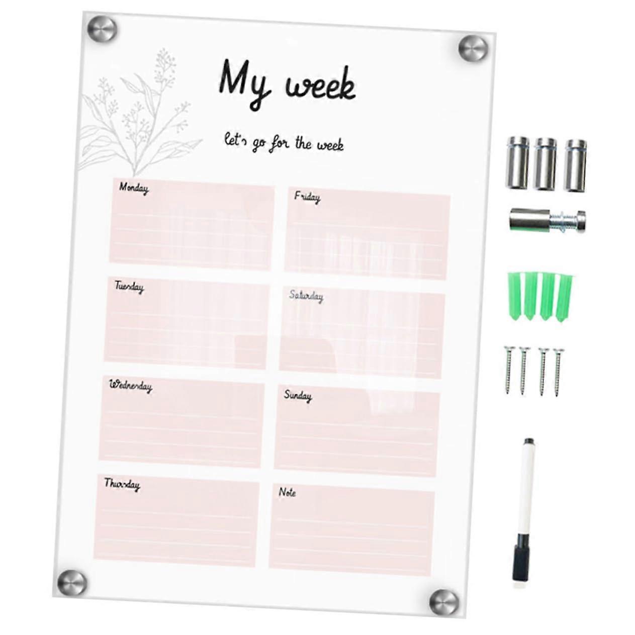 1 Set Creative Memo Board Wipe Clean Planning Board for Weekly Notes Transparent Wall Board for Office and Home Reusable