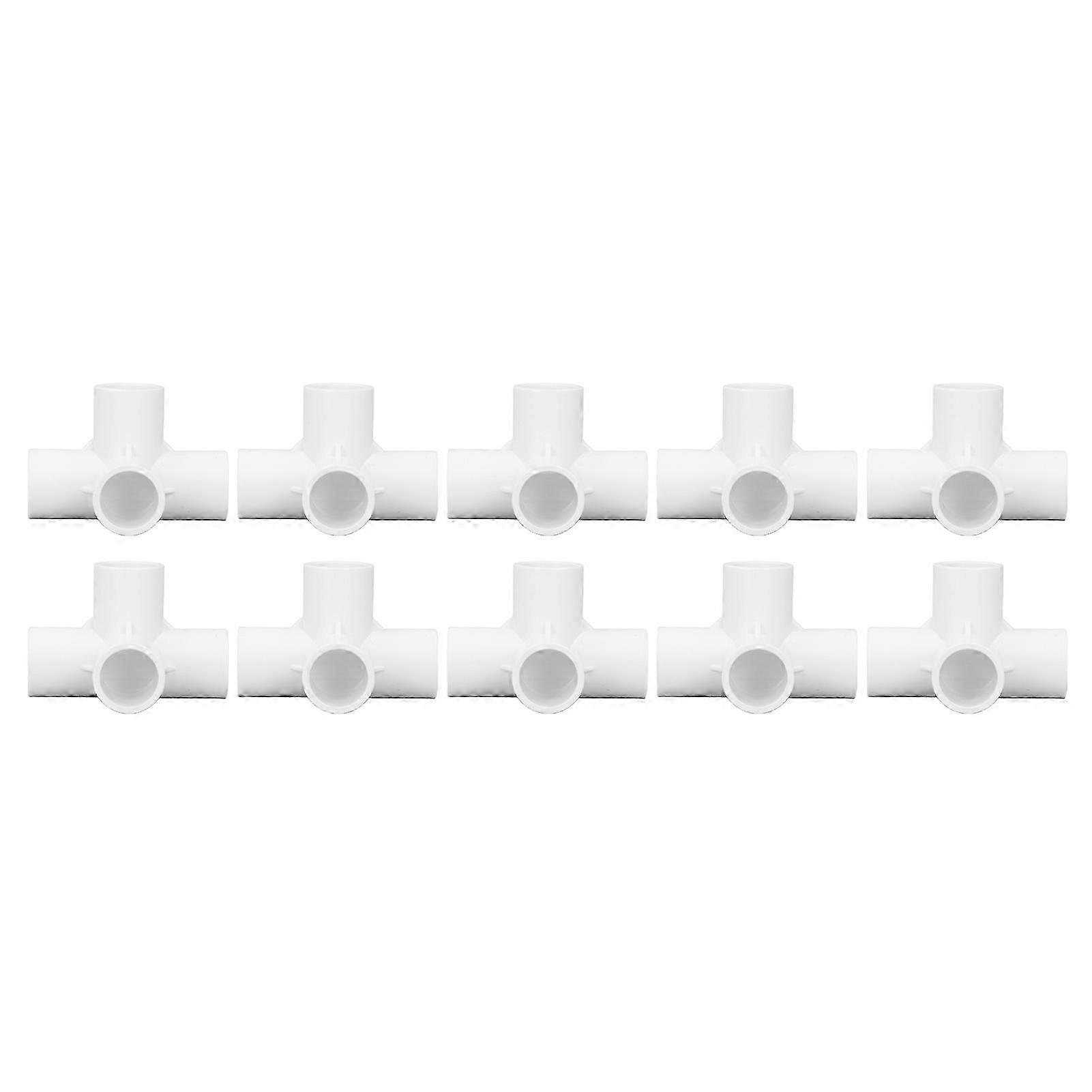 10Pcs 4 Way PVC Elbow Pipe Connector 25mm Outlet Set Kit for Furniture Connection White