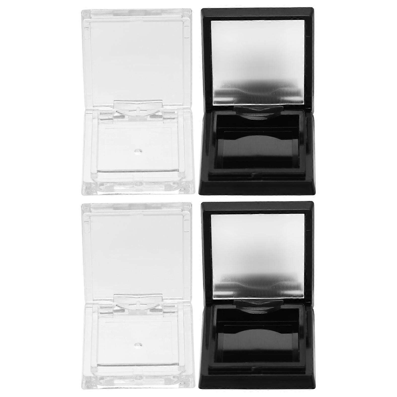 4pcs Empty Eyeshadow Subpackaging Boxes for Travel & DIY Makeup Portable Transparent Square Palette Containers for Lipstick, Blush & Highlighter
