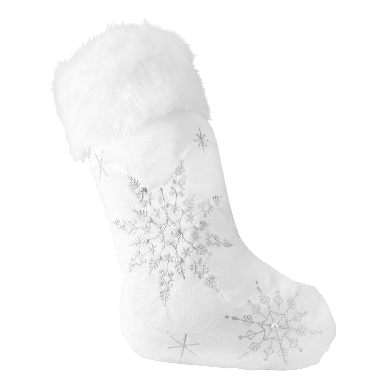 It sounds like you're describing a product listing for a **Silver Plush Christmas Stocking** that also doubles as a **candy bag or gift container**,