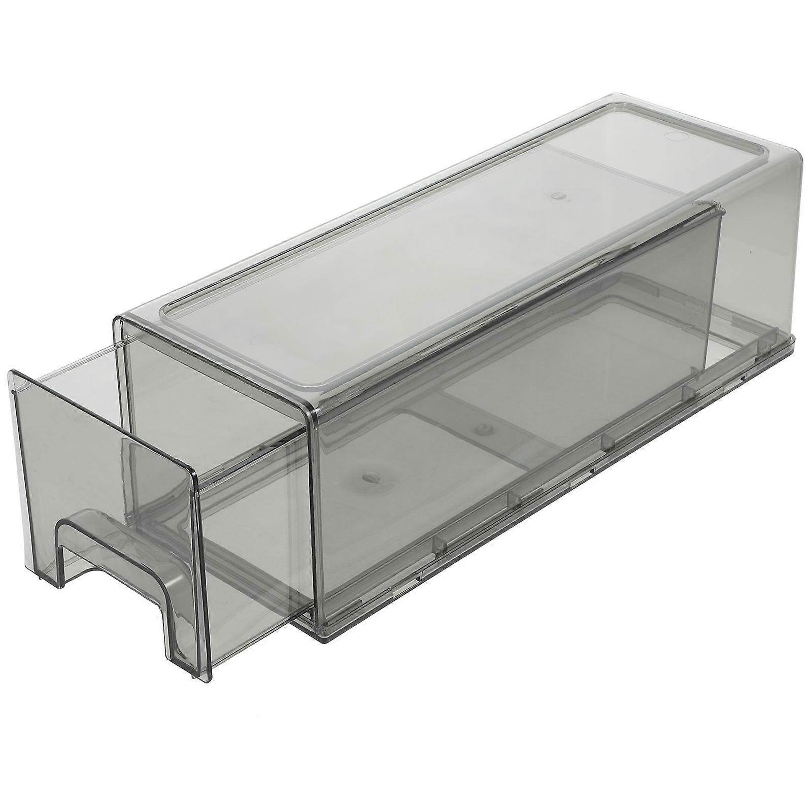 Fridge Bin with Pull-out Drawer Refrigerator Organizer Box Stackable Storage Container Grey 33.50X12.00X11.00cm Odor Prevention 1Set