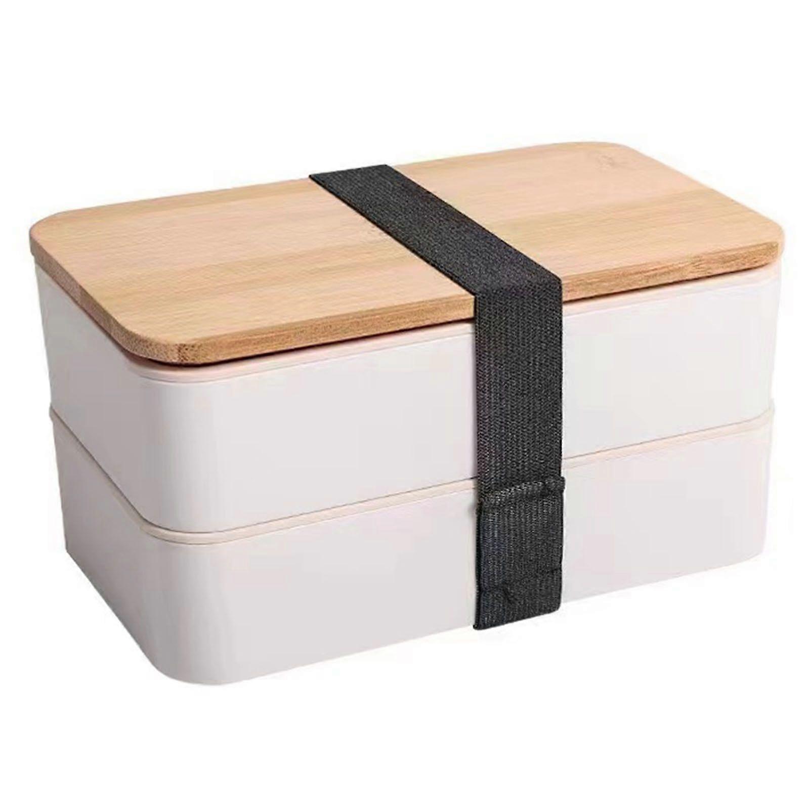 2025 Último modelo Bento Box de doble capa Compartimento con tapa de madera multiusos
