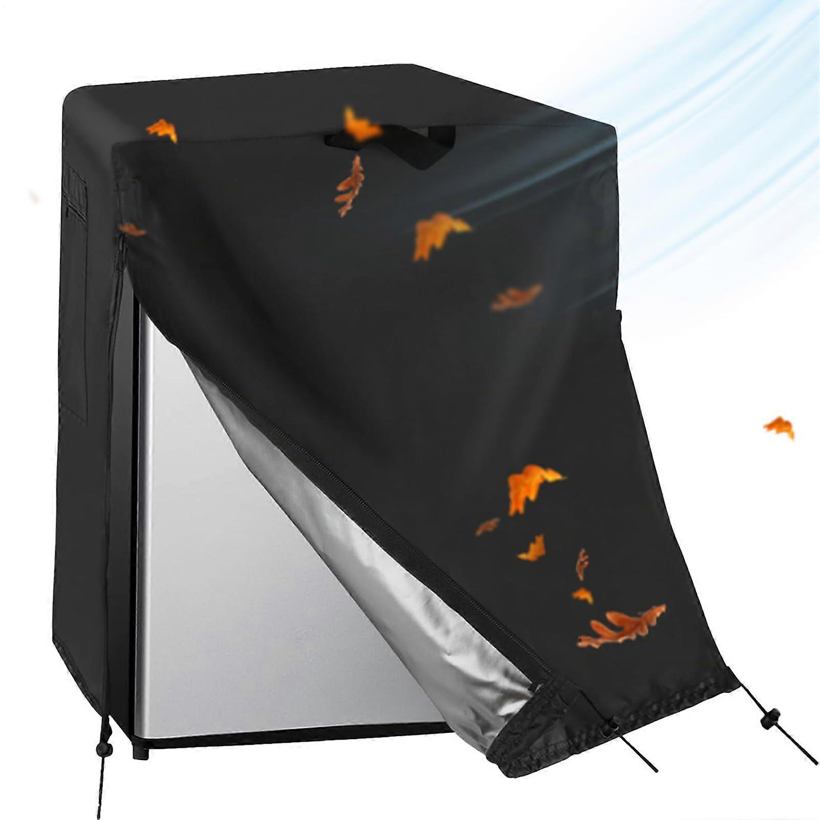 Refrigerator Dust Cover Waterproof Protective Cover with Adjustable Drawstring Double Zipper