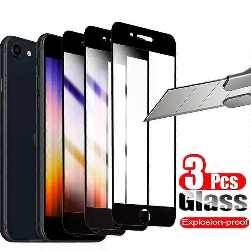 Stand 3PCS Tempered Glass for iPhone SE 2020 SE2 9H HD Full Cover Screen Protector