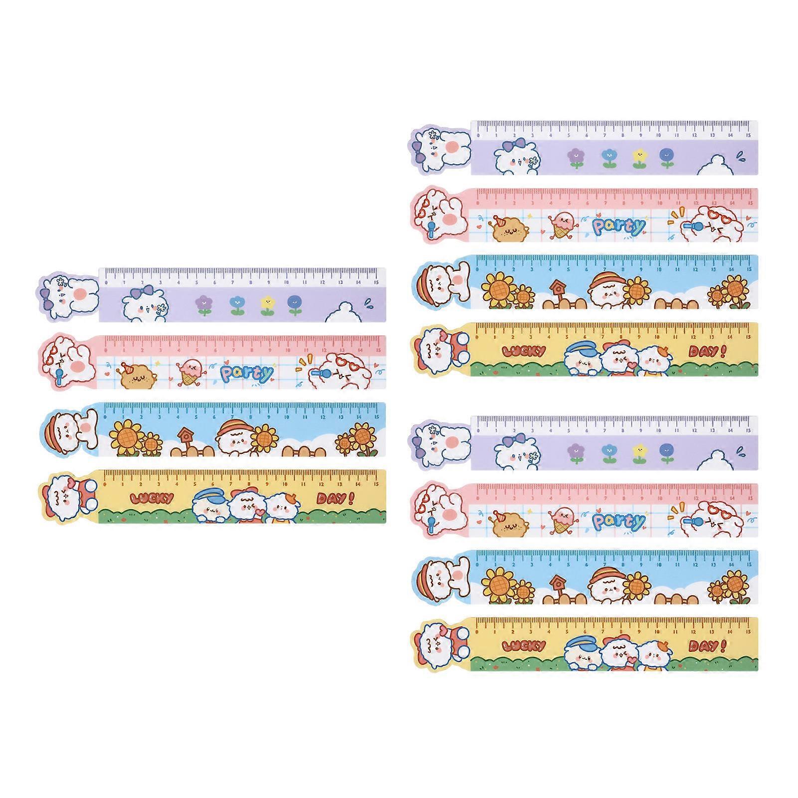 Animal Designed Rulers Bendable School Use Assorted Color Plastic 12Pcs