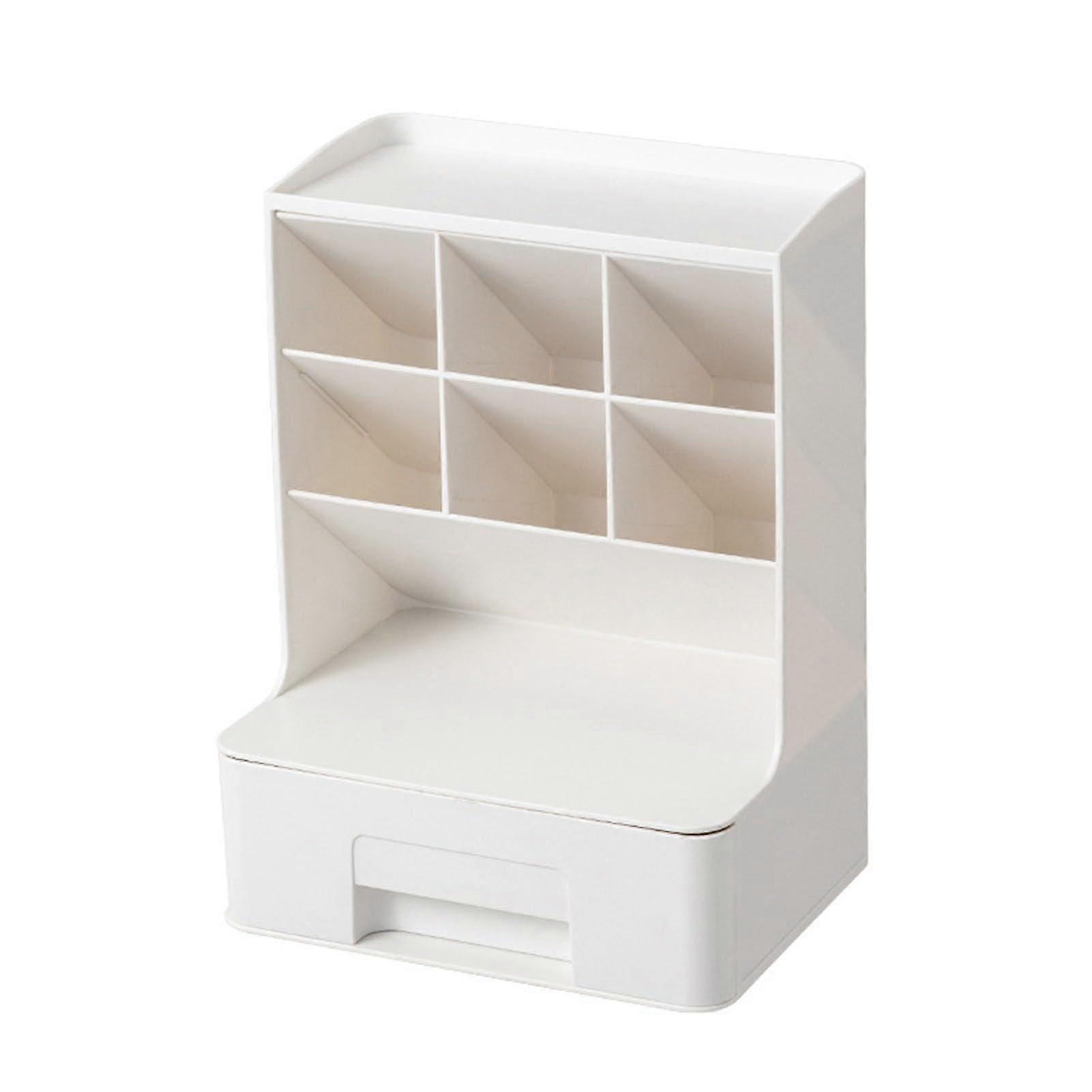 Plastic Desk Organizer with Drawer, Desk Storage Box, MultiCompartment Drawer, Slant Pen Holder, Organizer for Office, Various
