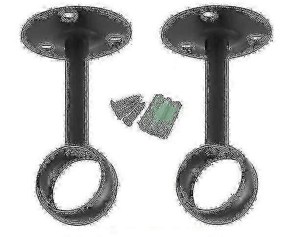 Black Curtain Rod Holders Ceiling Bracket - 2-Pack Support Brackets for Easy Installation & Stylish Window Treatment