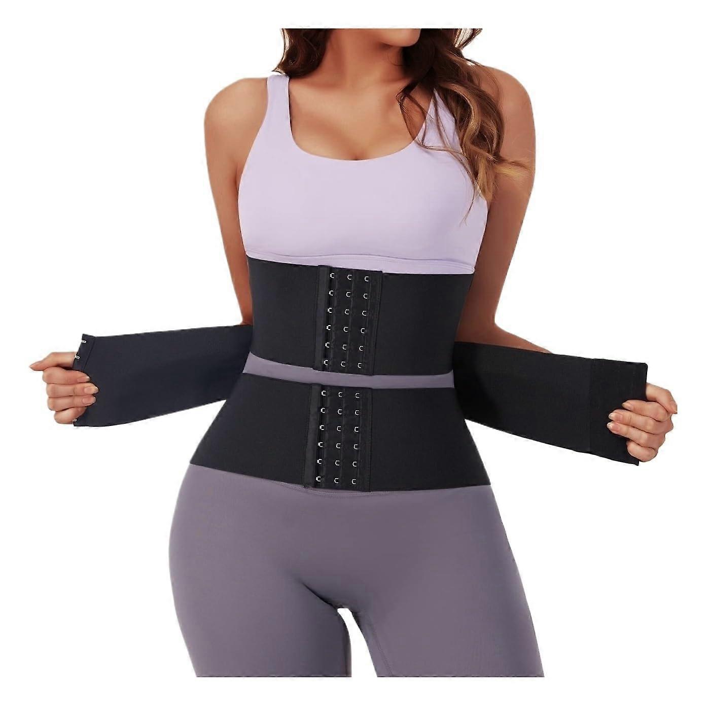 Women’s Waist Trainer Belt with Back Support and Posture Corrector - Black Body Shaper Wrap, Adjustable Size for Comfort