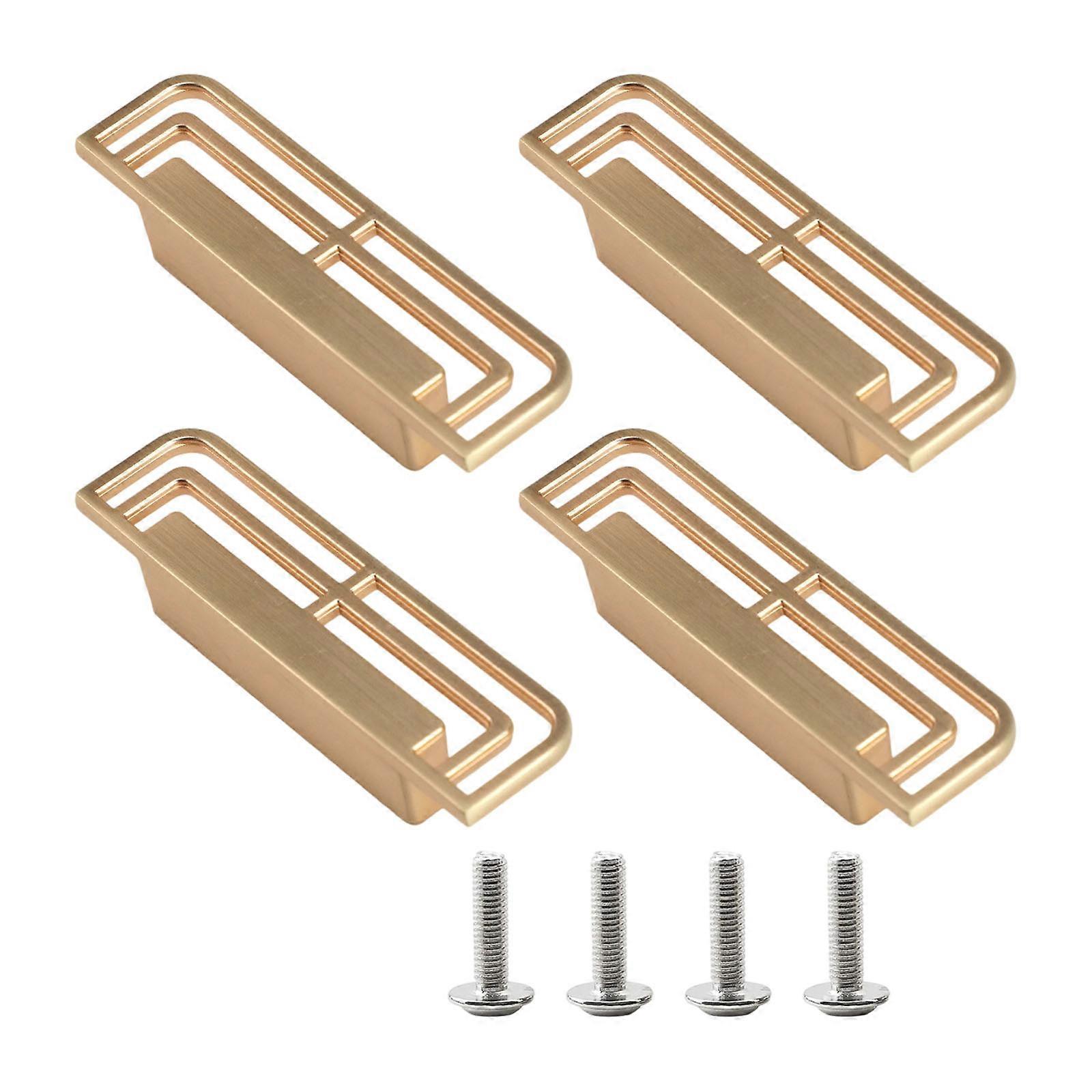 4Pcs Wardrobe Knob Metal Cabinet Drawer Handle Cupboard Pulls Simple Square Furniture Decoration Easy to Install Multicolor