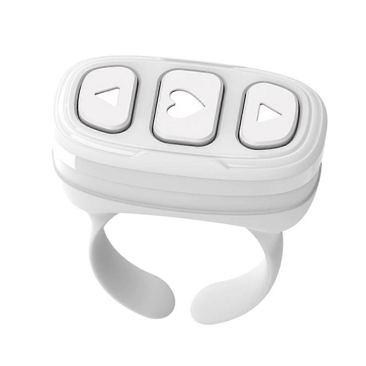 Bluetooth Fingertip Remote Control Ring Page Turner - White Wireless Presenter for Easy Slide Navigation