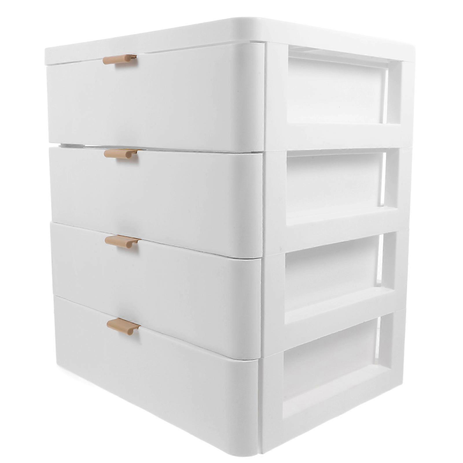 1PC Tabletop Storage Box Drawer Type Organizing Storage Box Makeup Box (White)