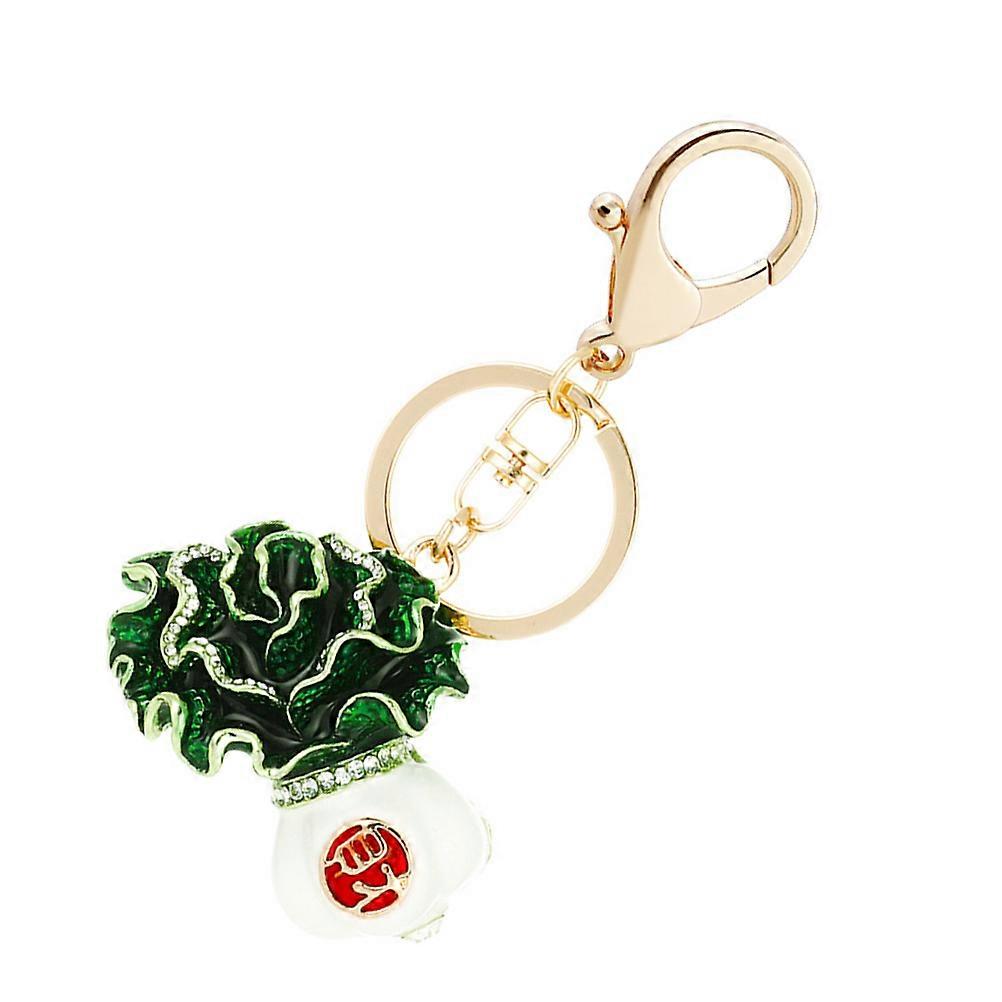 Durable Chinese Cabbage Keychain Pendant Multi Color Crystal Alloy Decorative Hanging Accessory 4.5 inches