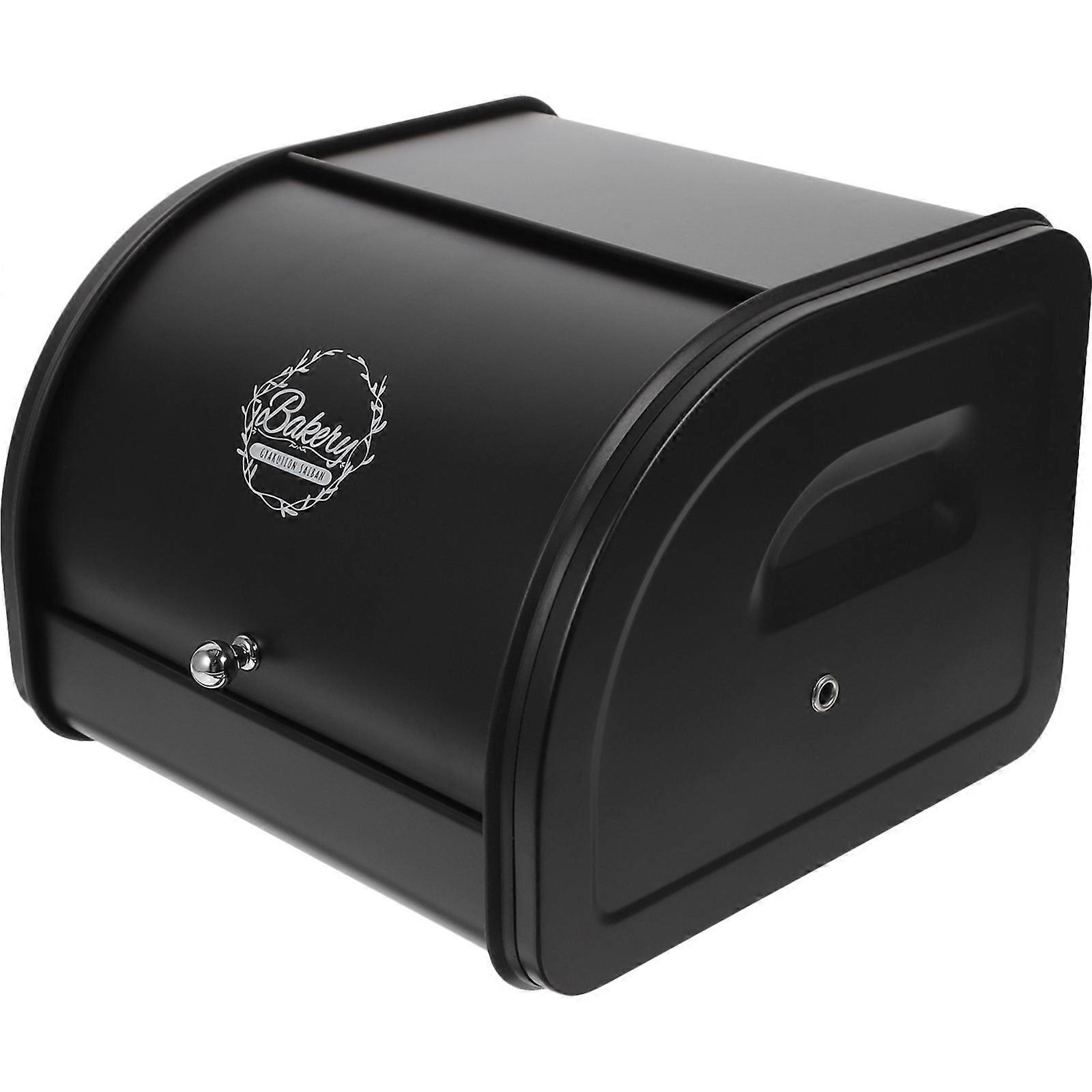 Black Iron Bread Box for Kitchen Countertop Storage Container for Bread Snacks and Fruits 11.8 x 7.9 x 5.5 Inches