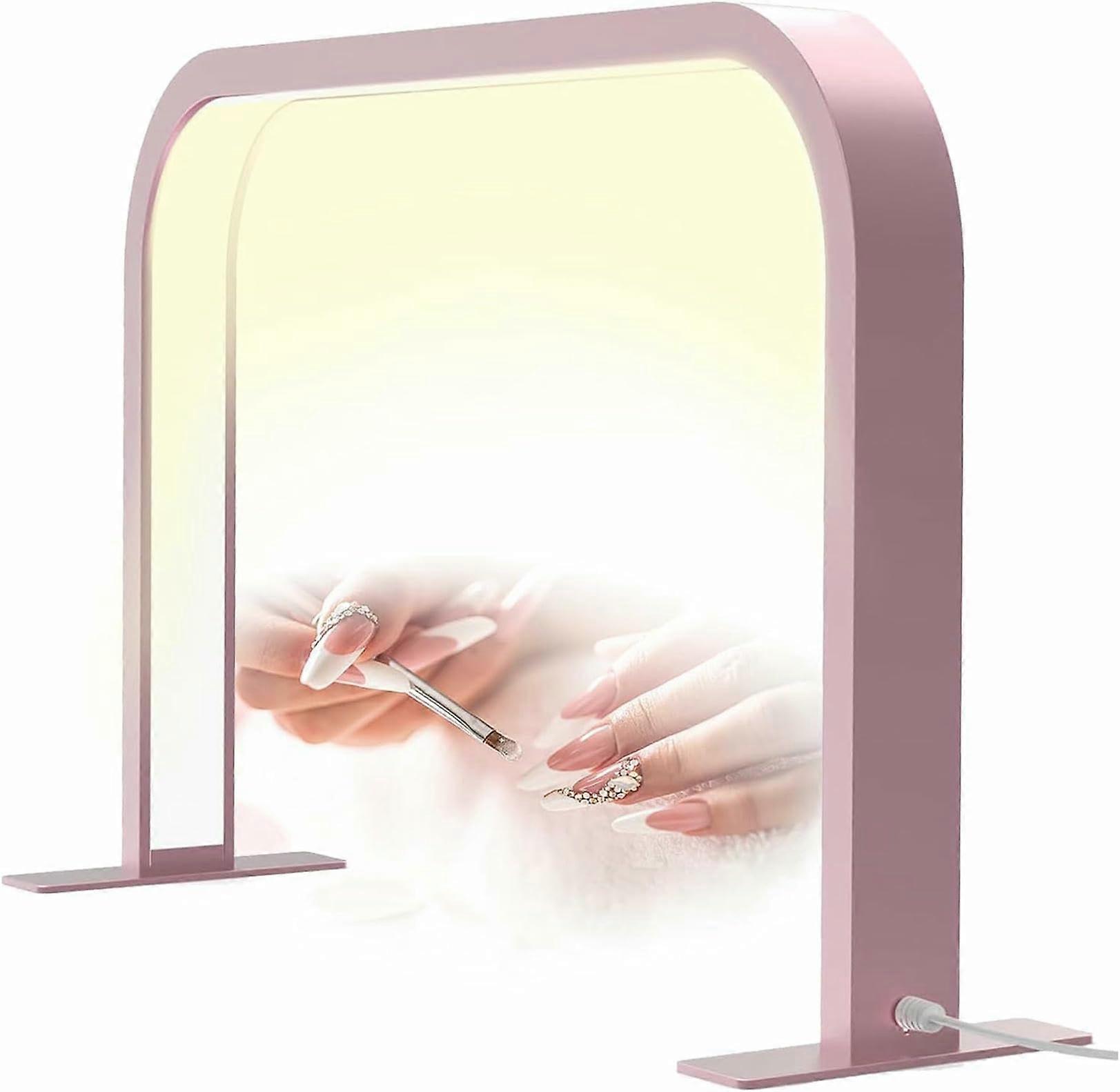 Half Moon Nail Desk Lamp, 45W Nail Light for Desk, 3 Modes 3000K6000K Dimmable Eyelash Lamp, Nail Lamp for Desk for Nail Technicians Pink