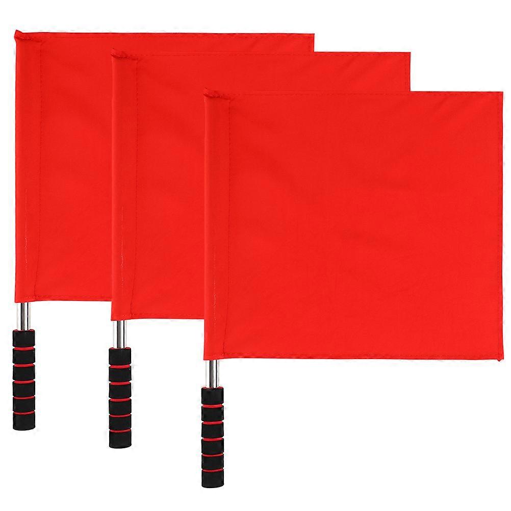 3pcs Bright Red Handheld Signal Flags for Traffic Safety, Racing, Sports Refereeing, Festivals & Events – Multi Use Accessory
