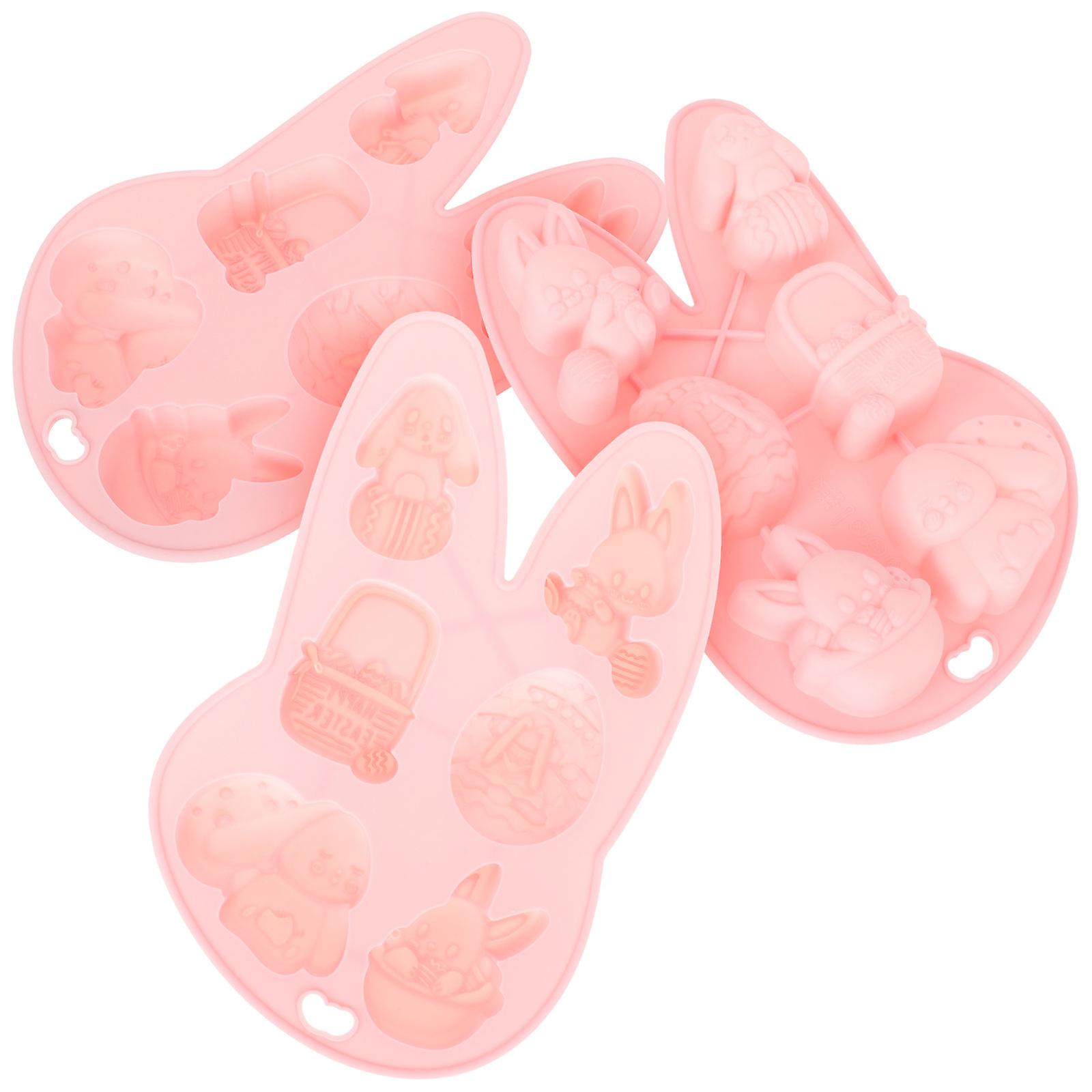 Bunny Molds for Baking 3Pcs Pink Silicone Mold for Easter Themed DIY Baking