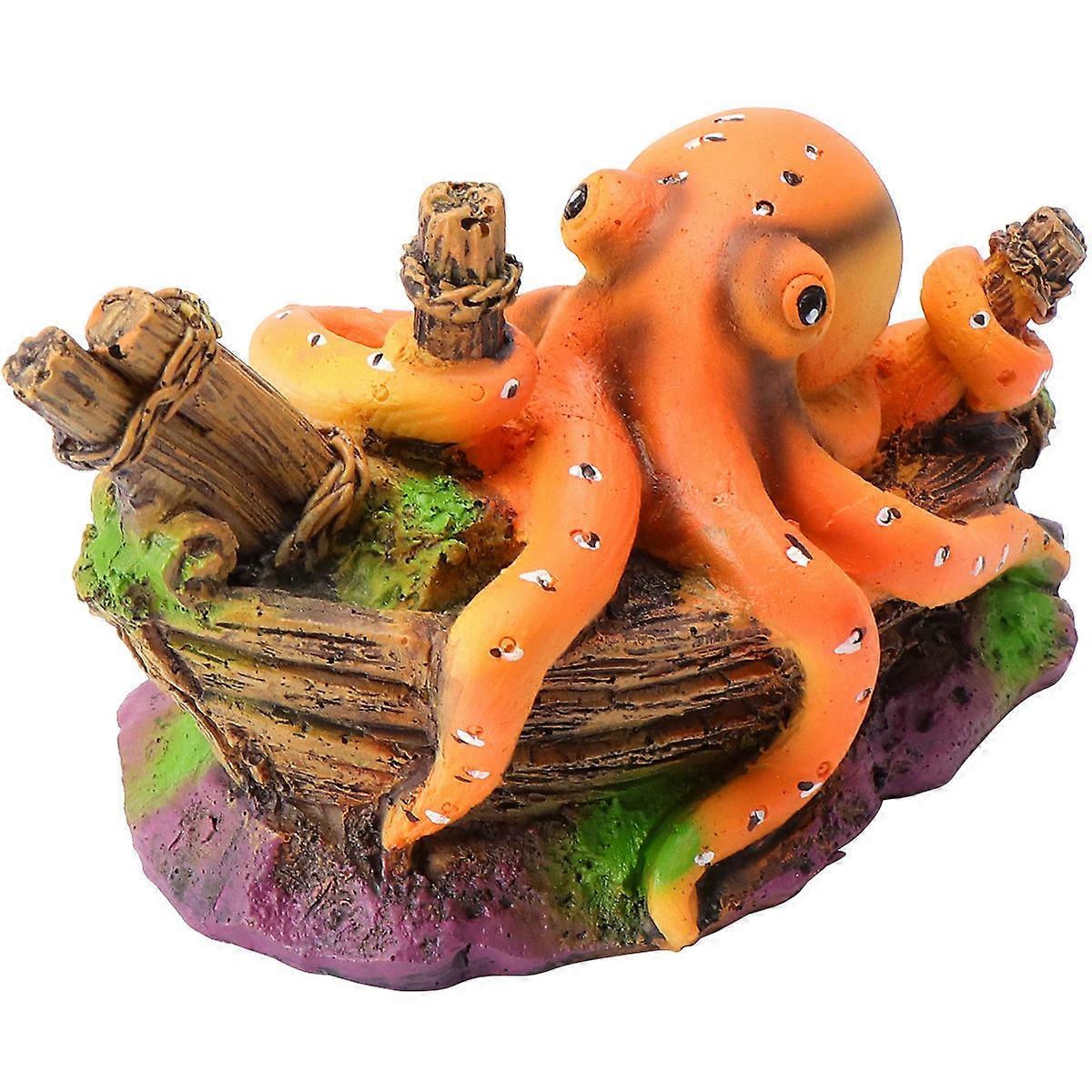 Small Cave For Fish Tank Aquarium Resin Decor Octopus Design Hiding Place 1Pack