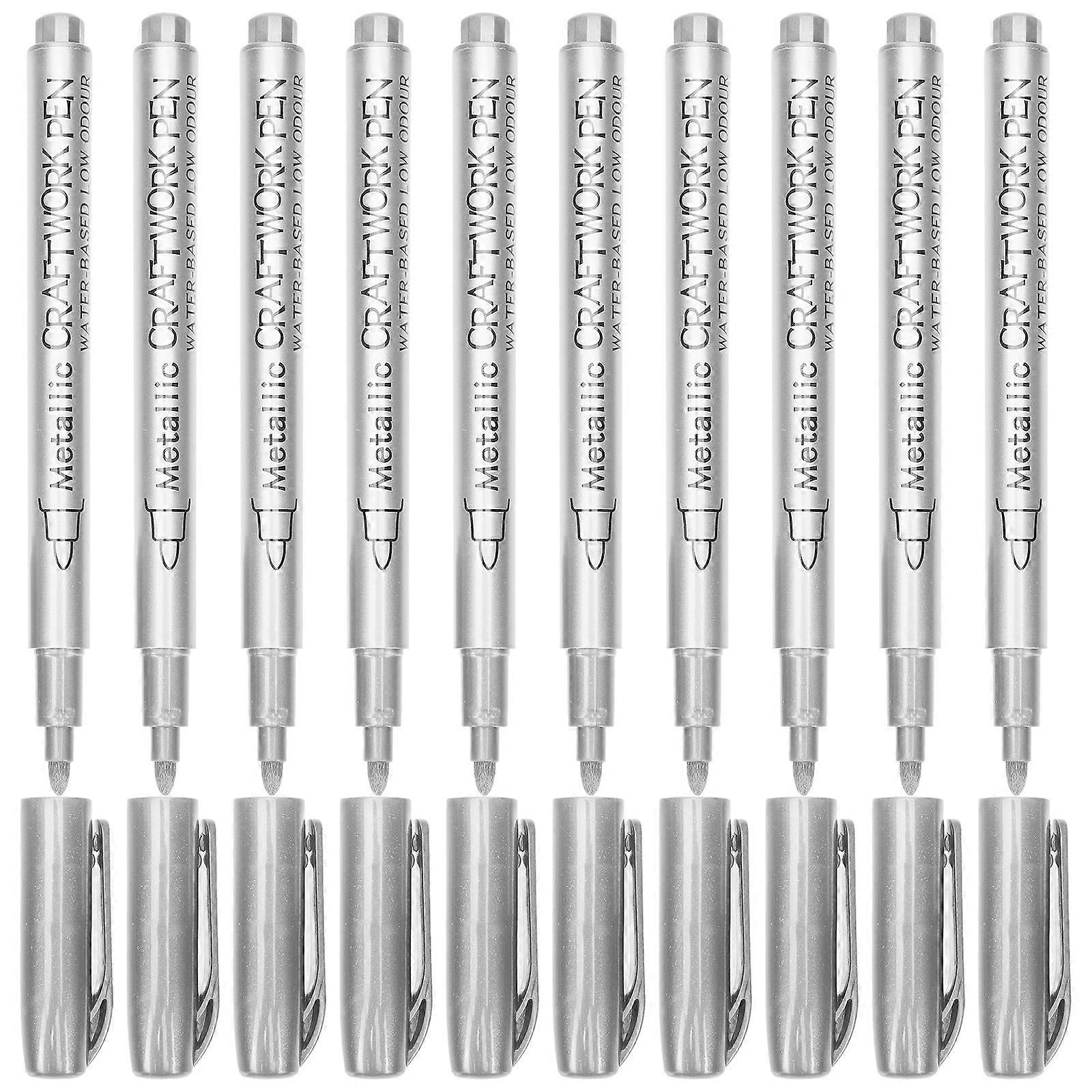 Metallic Marking Pens for DIY Handicrafts on Skateboards Phone Cases 10Set Plastic