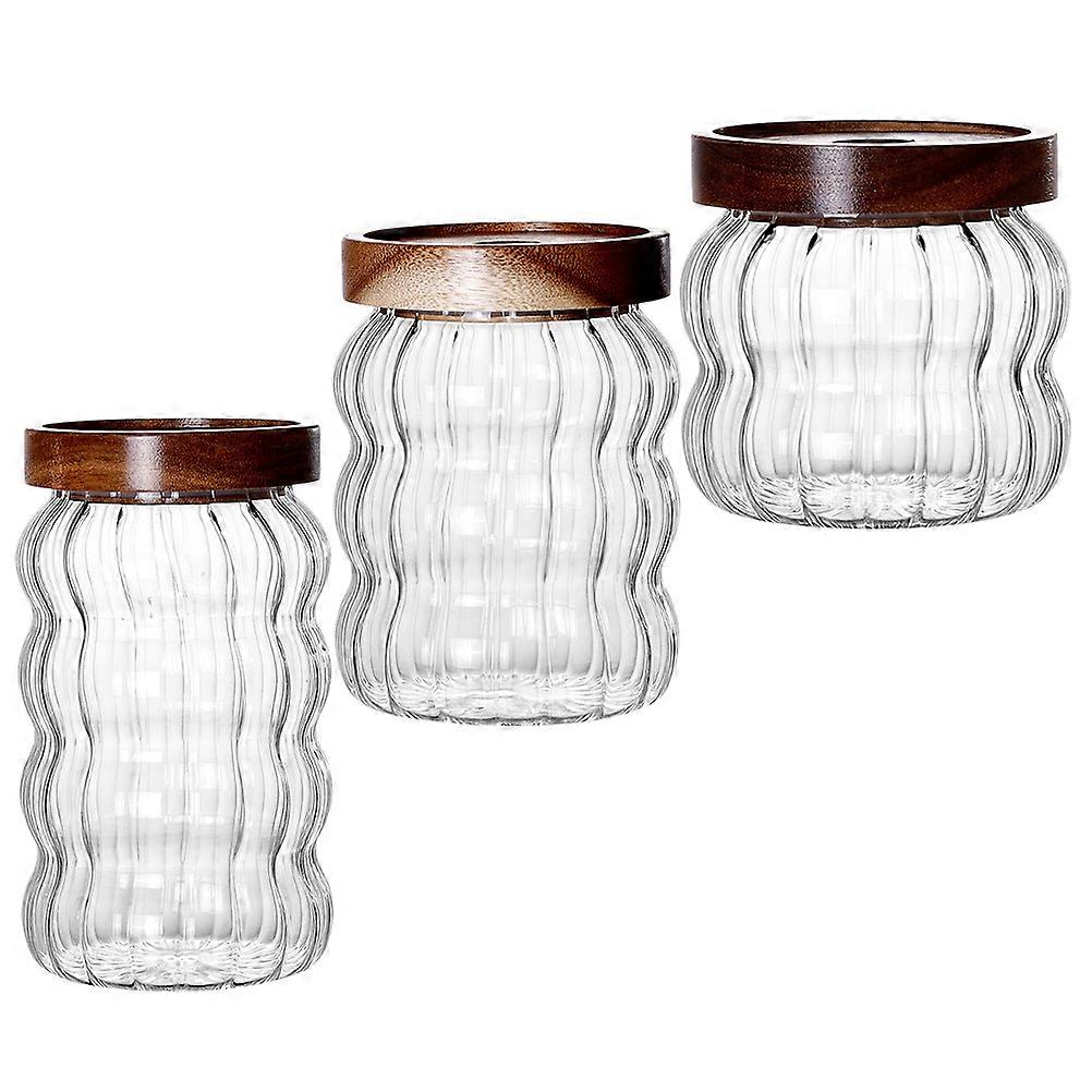 Transparent Glass Storage Jars with Airtight Lid for Food 3 Pieces Multipurpose Containers