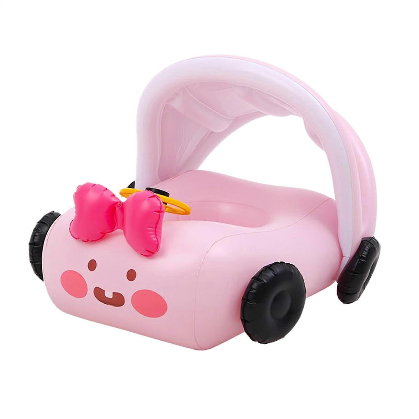 Kids Car Pool Float Two-Seat Yellow With Integrated Sun Visors And Comfortable Seat For Beach And Family Gatherings