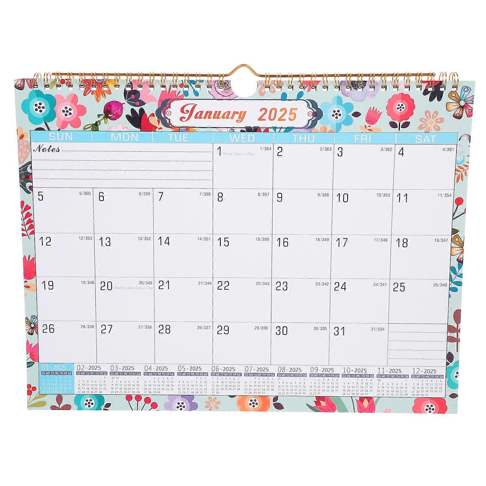 Monthly Planner Wall Calendar 2024-2025 For Office Use Rectangular Simple Design White 33.50X26.00X0.50CM Date Marking 1Pcs