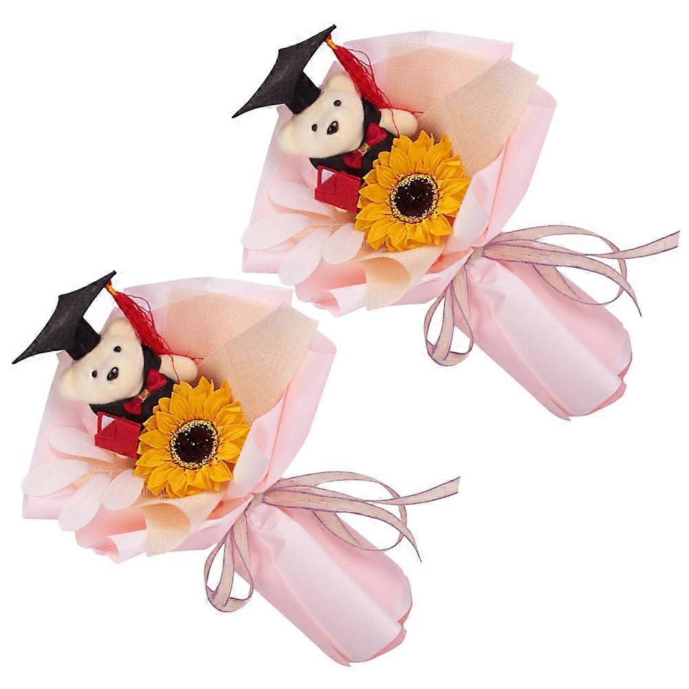 Artificial Sunflower Bouquet Decoration For Graduations And Celebrations In Yellow 2Pack