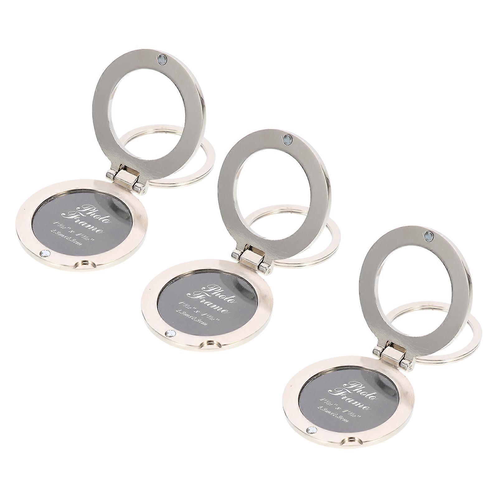 3pcs Metal Graduation Photo Frame Keyring DIY Blank Round Keychain for Custom Pictures Compact Commemorative Keepsake for Students Gifts