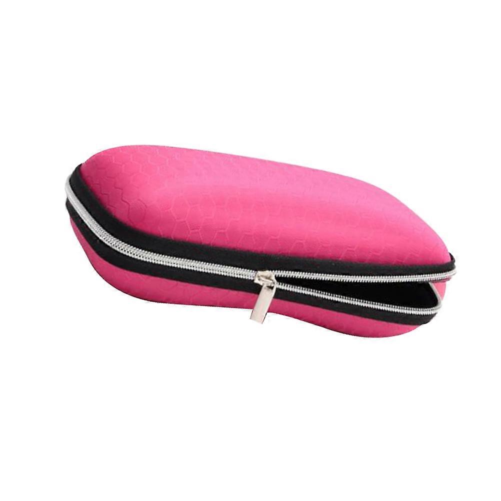 Pink Eyeglasses Case with Zipper Honeycomb Pattern Durable EVA and Canvas Storage Box for Glasses