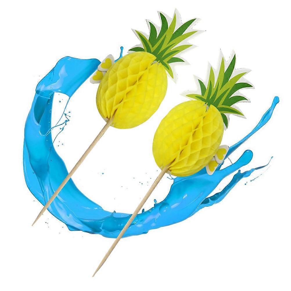 Cupcake Picks with Pineapple Toppers Bamboo Sticks for Decorating Cakes and Parties 10 PCS